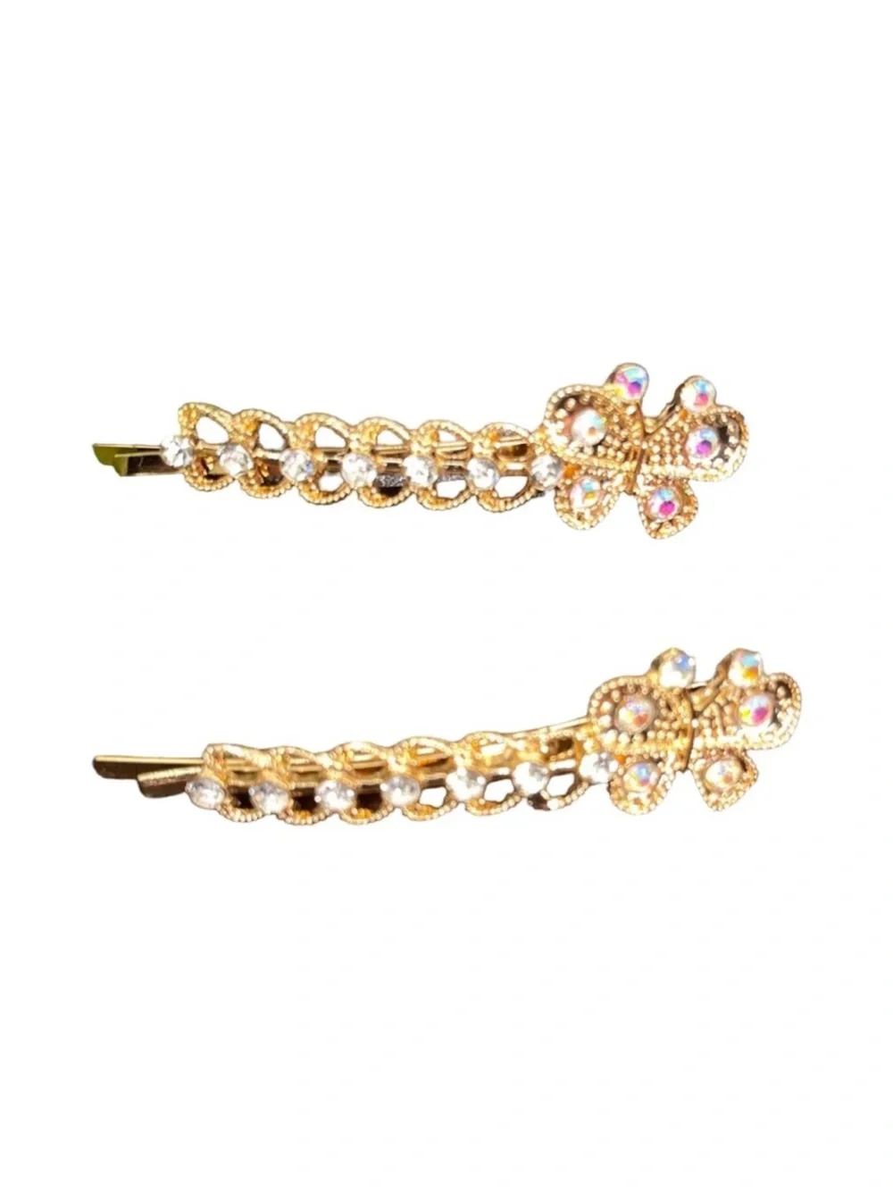 Elegant Gold Butterfly Hair Clips with Crystal Accents FINAL PRICE DROP